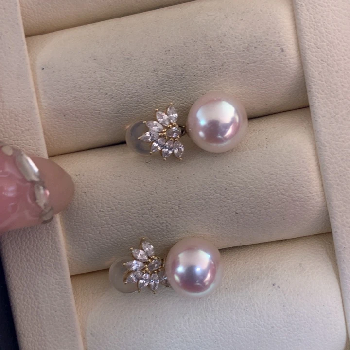 18K金镶嵌耳饰海水珍珠