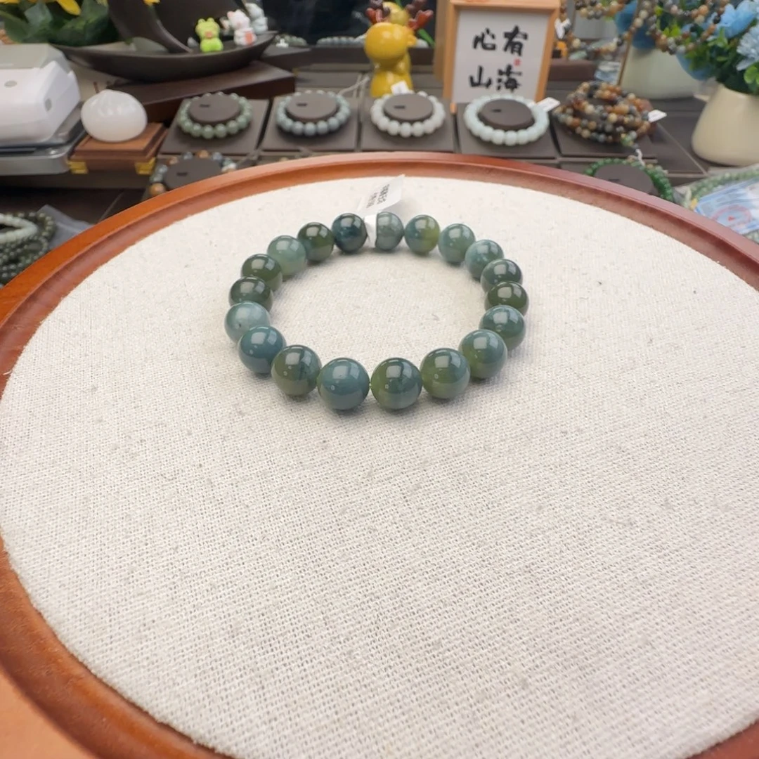 和田玉未镶嵌手链卡10蓝皮黄口，17-1