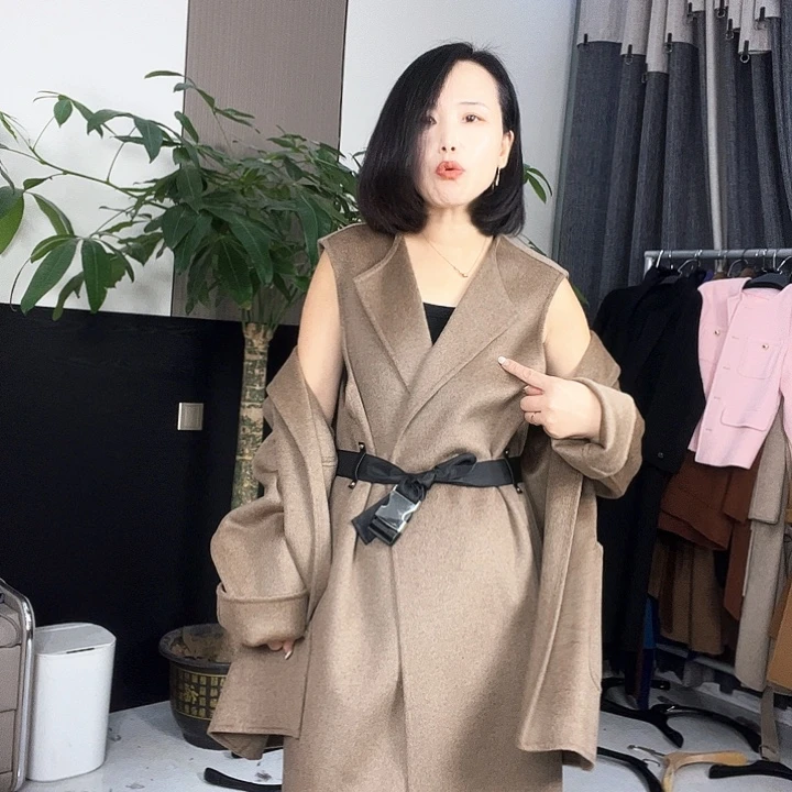 双面呢大衣马甲连衣裙S码