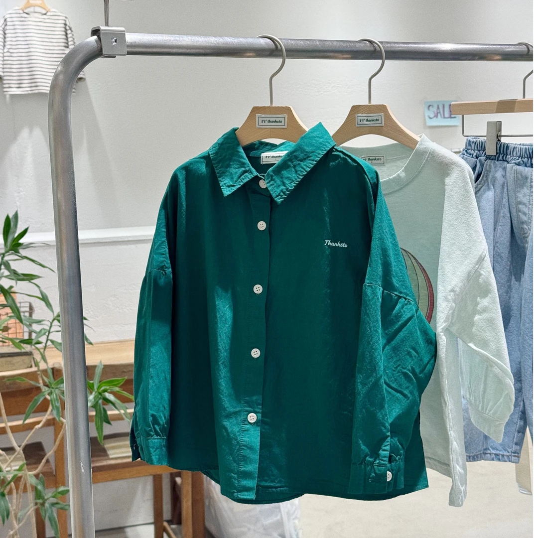 miniwhy韩国童装代购"小字母翻领长袖衬衫 时髦洋气中性宝OTR25春