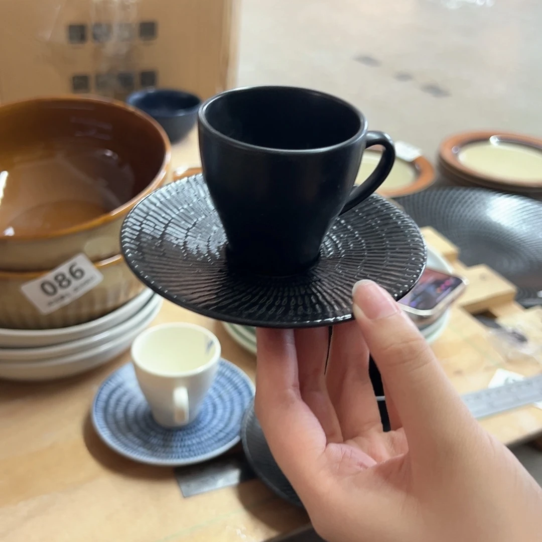 新骨瓷091微瑕乌木小咖啡杯碟套装