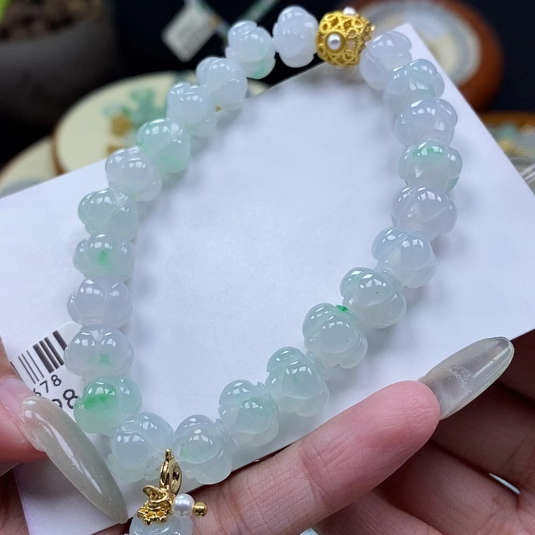翡翠未镶嵌手链闪