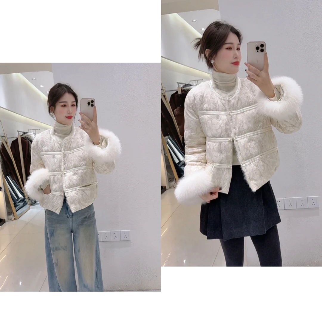 【唯美女装】蜻蜓花语～轻中式90绒➕狐狸毛羽绒服