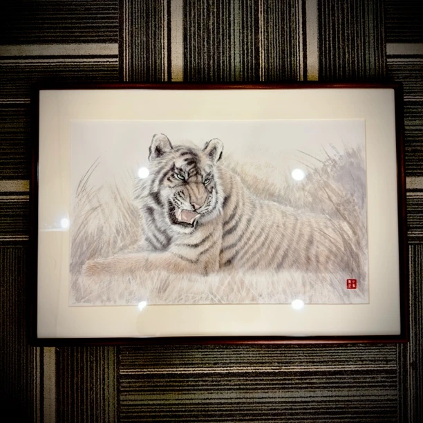 《秋原虎踞》工笔虎65*45手绘原稿国画