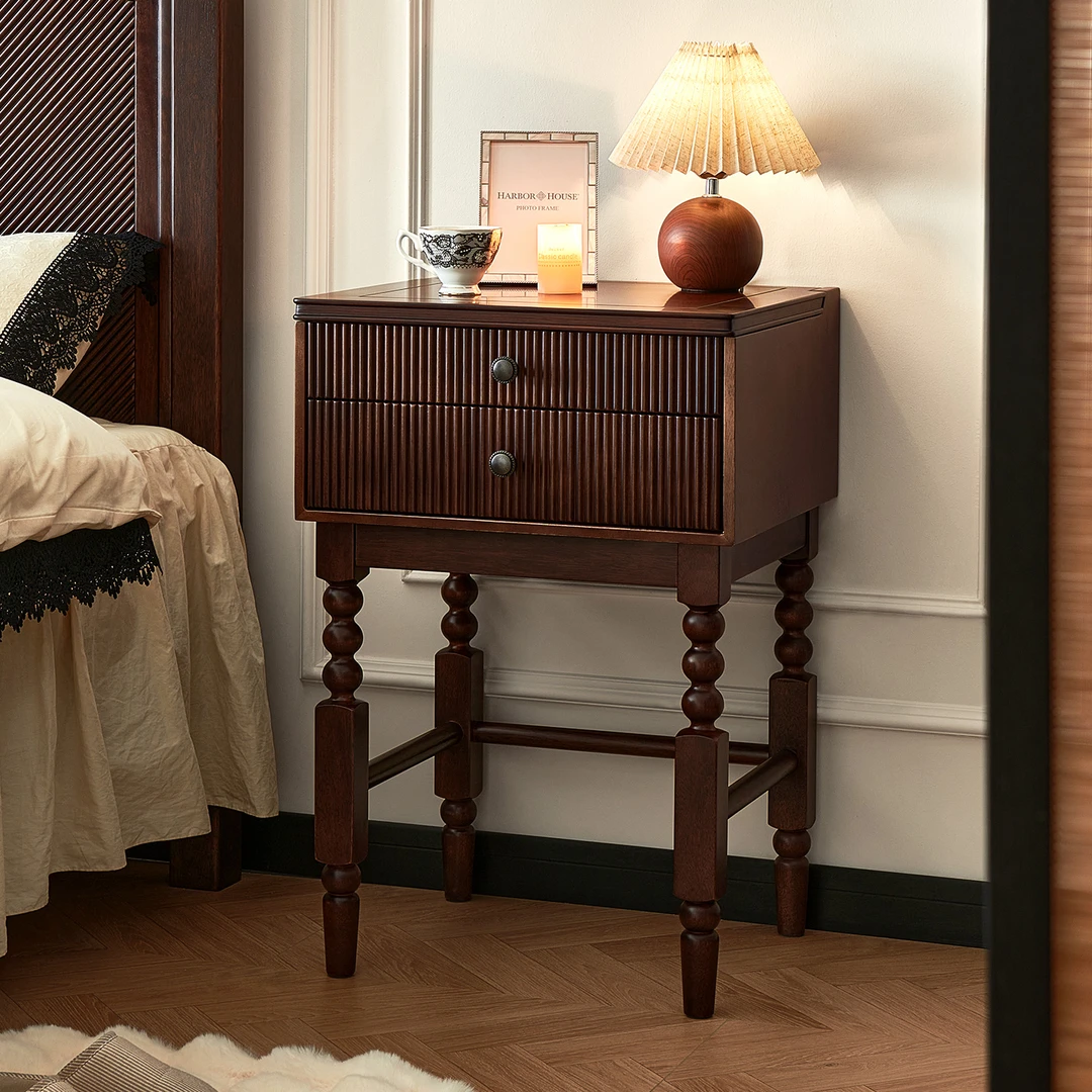 一具一家法式实木床头柜复古风带镜子家用卧室小型梳妆台储物柜