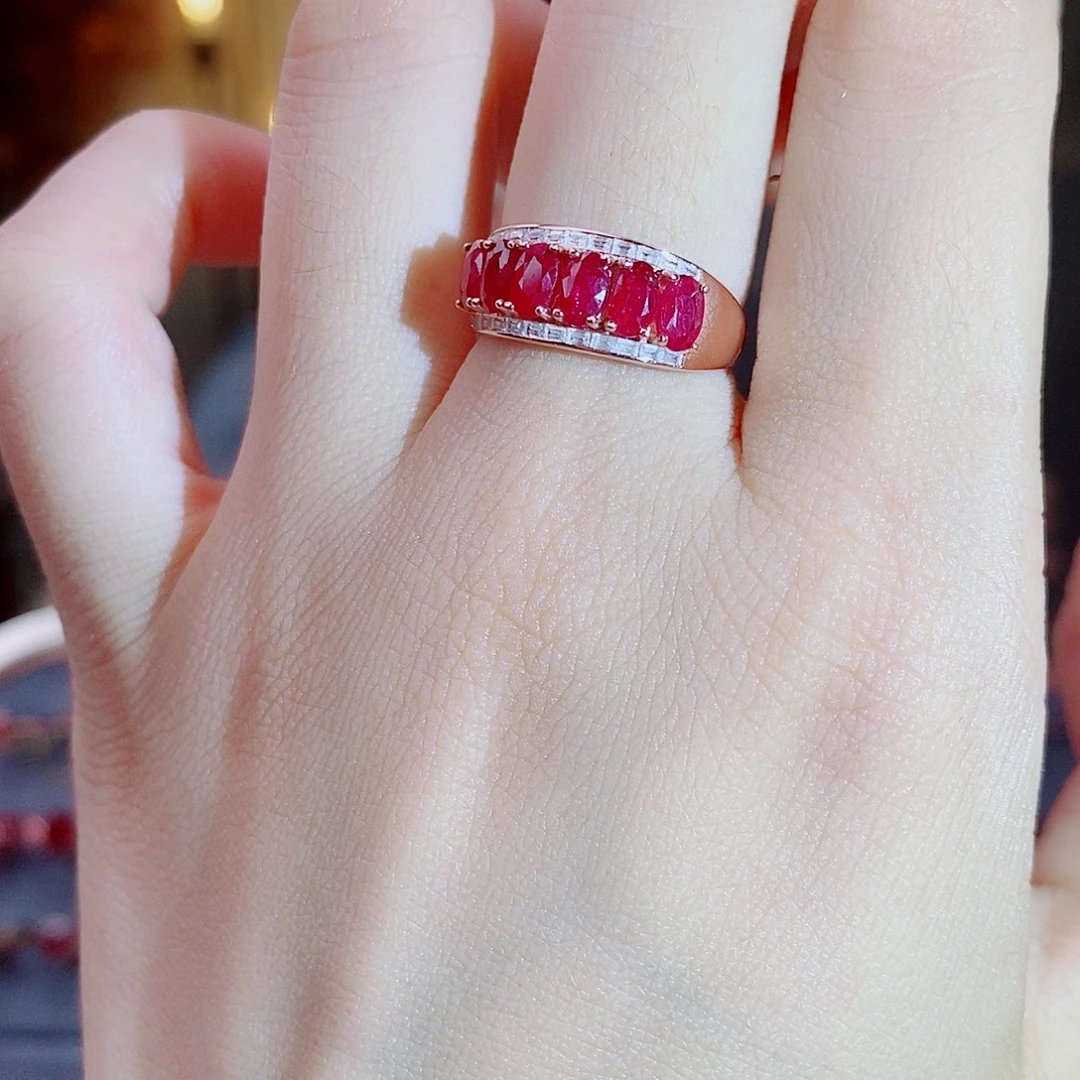 红宝石戒指银S925镶嵌