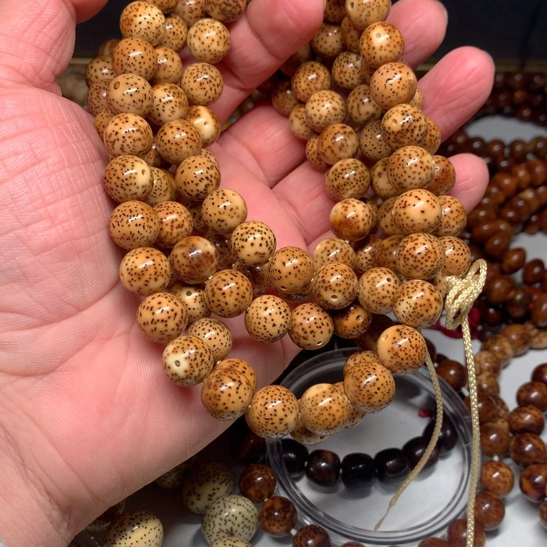 吊坠星月菩提陈化料11正圆珠橘红虎皮脖挂