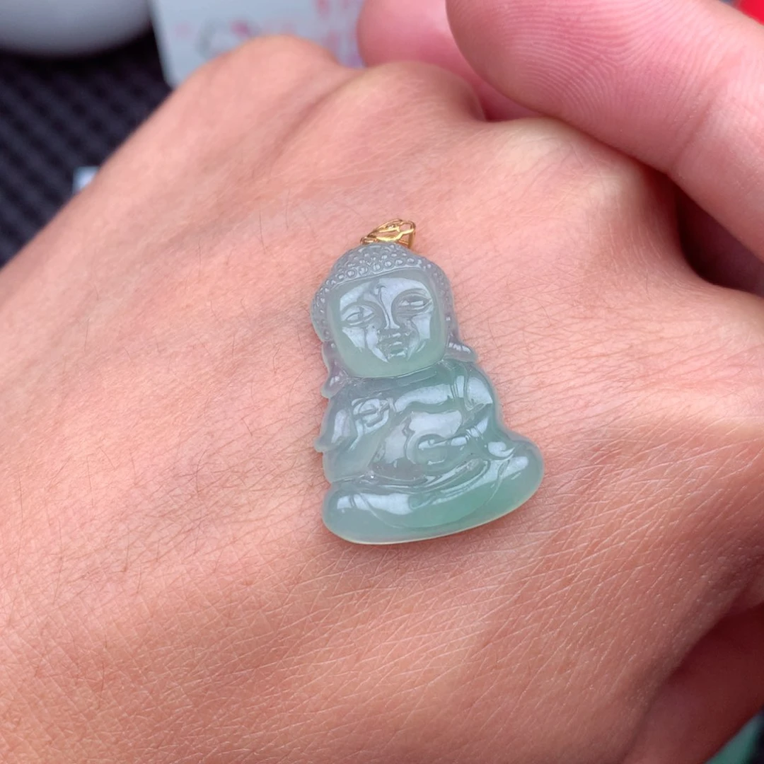 翡翠18K金镶嵌吊坠(不含链)