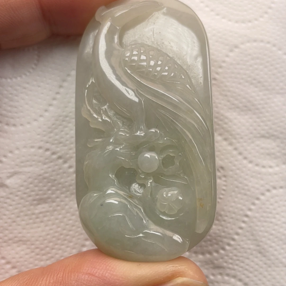 翡翠未镶嵌颈饰翡翠松鹤延年