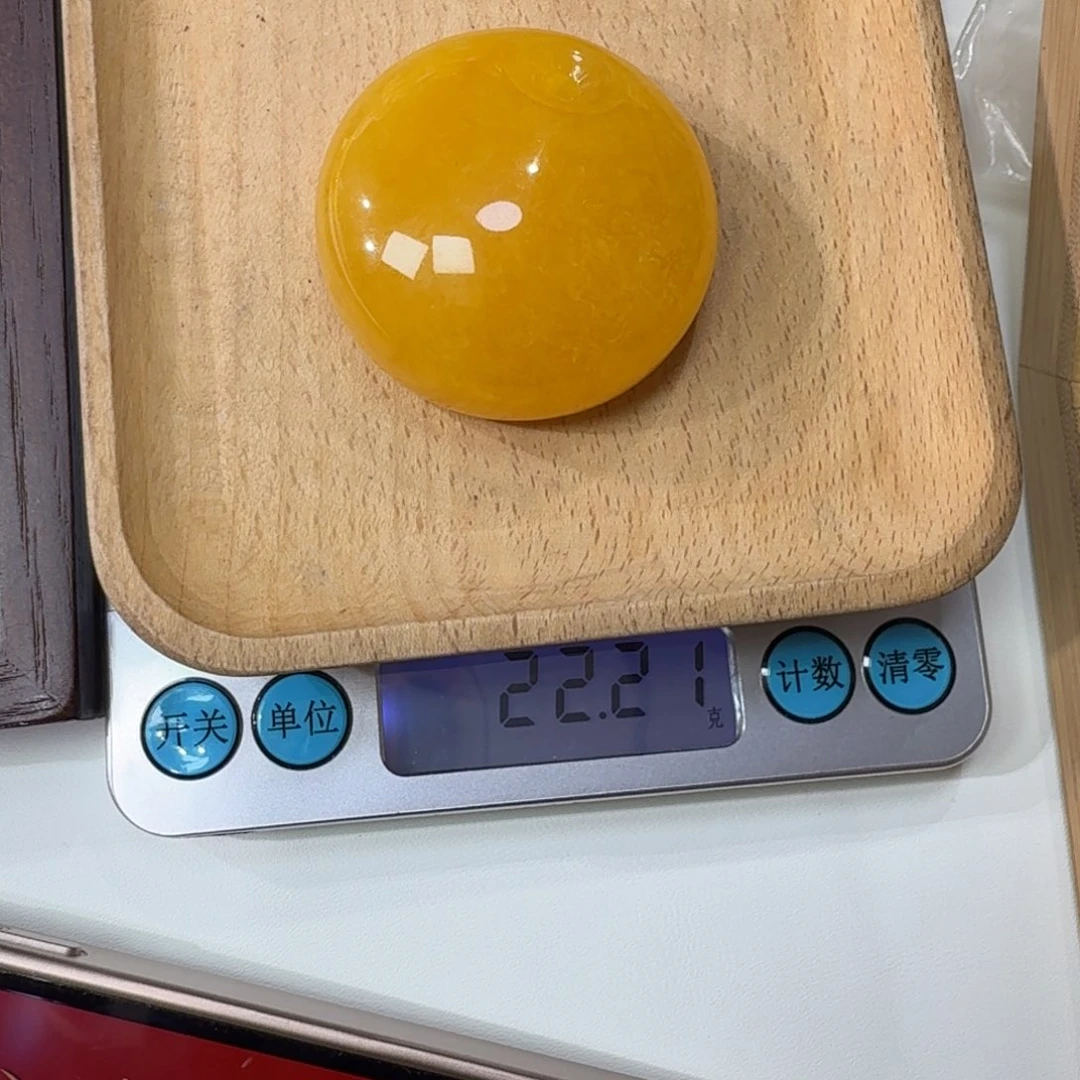 未镶嵌琥珀珠宝奇石焦皮料鸡油红扣子扣22.2克