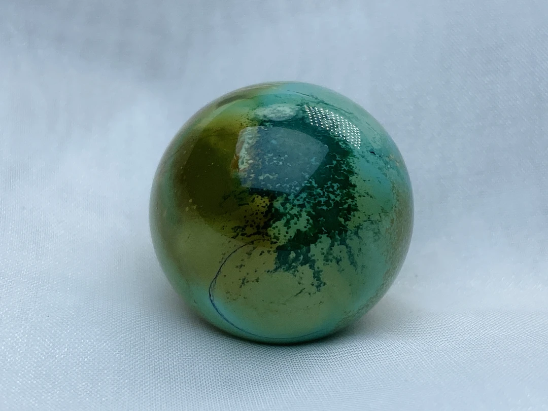 原矿高瓷高色玉化料三彩绿松石圆珠直径26.2mm