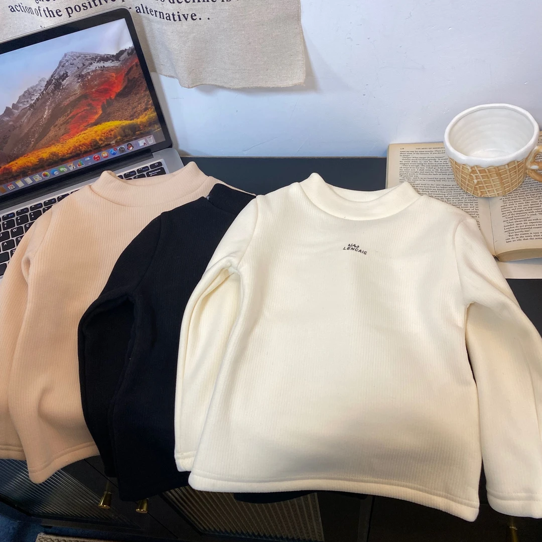 2416秋冬男女童时尚潮流百搭洋气流行加绒打底衣