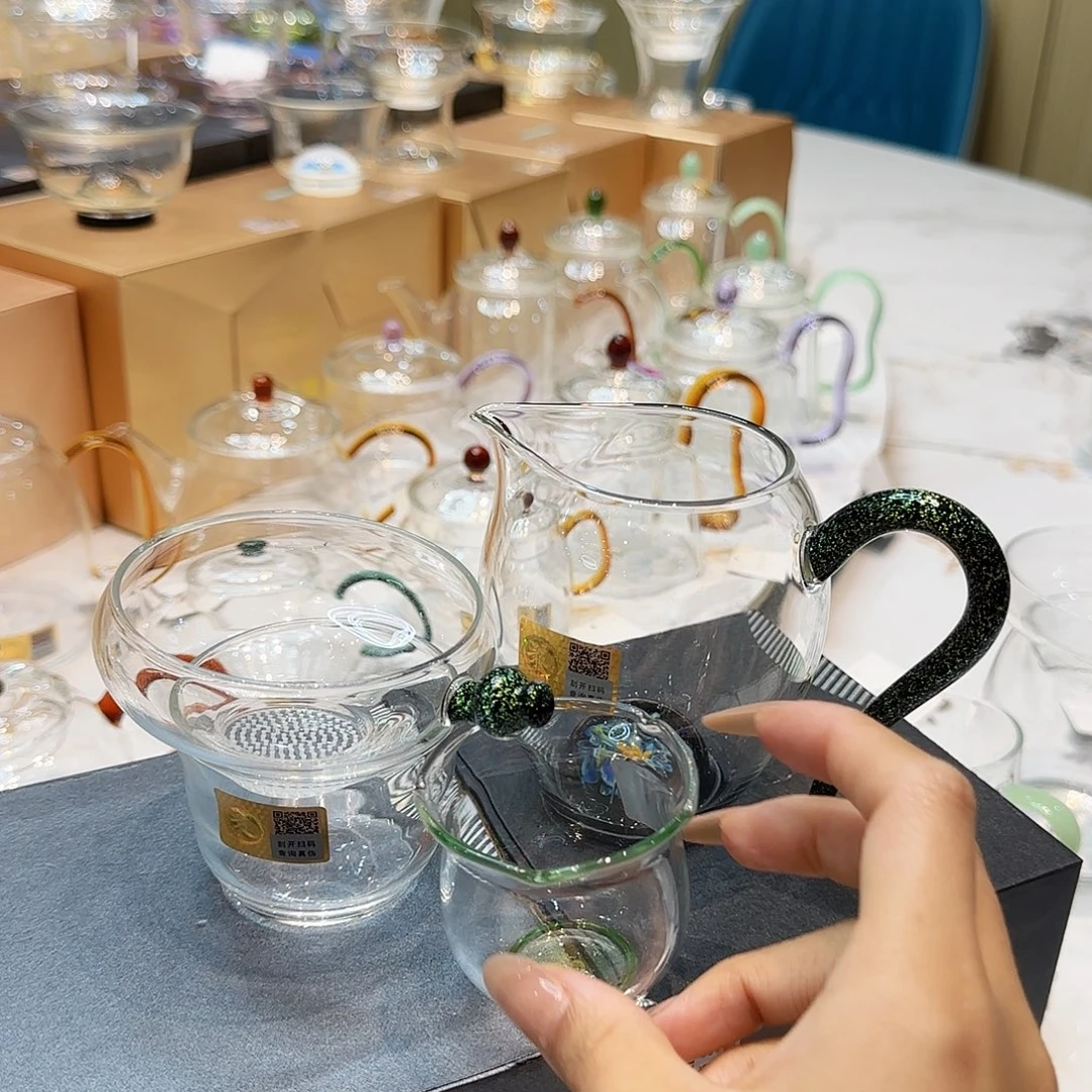 ˇ***虎禾器雅青黑金➕华蕊杯一对➕黑金奉珠激光茶漏送一个华蕊湖绿