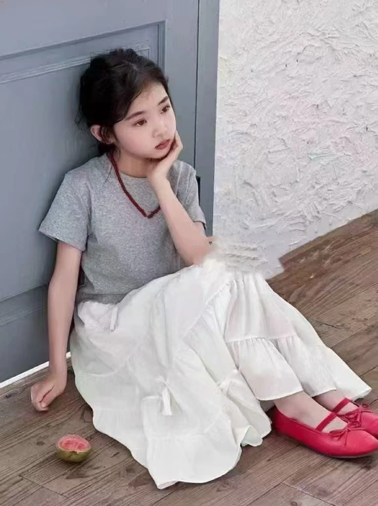 XSG小时光-夏季女童洋气清新新版时尚洋气百搭套装(字母款）