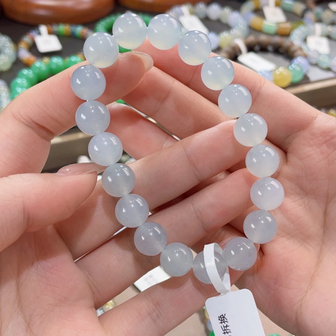 未镶嵌手链翡翠卡10奶蓝