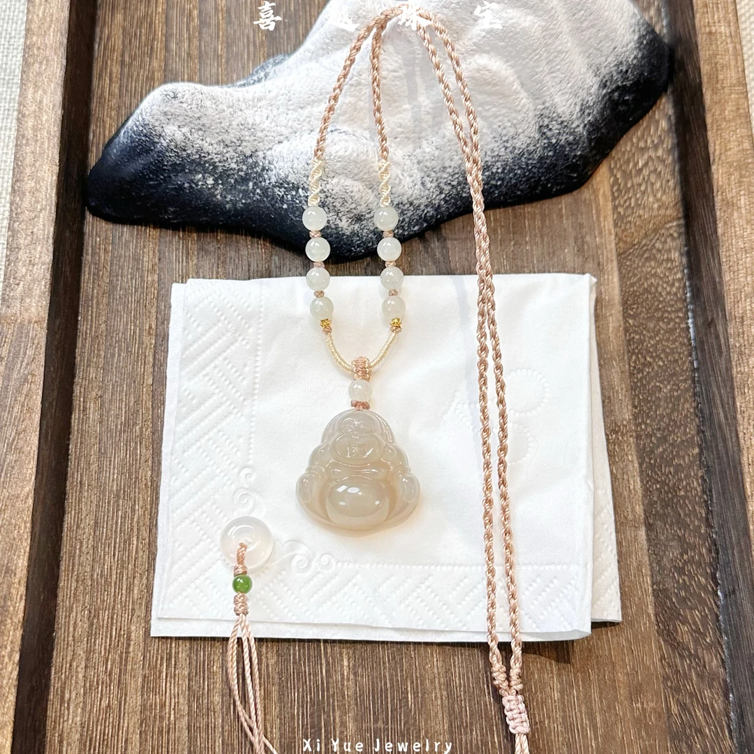 喜越珠宝 25mm色标级一级浓藕厚装大肚佛公（和田玉）