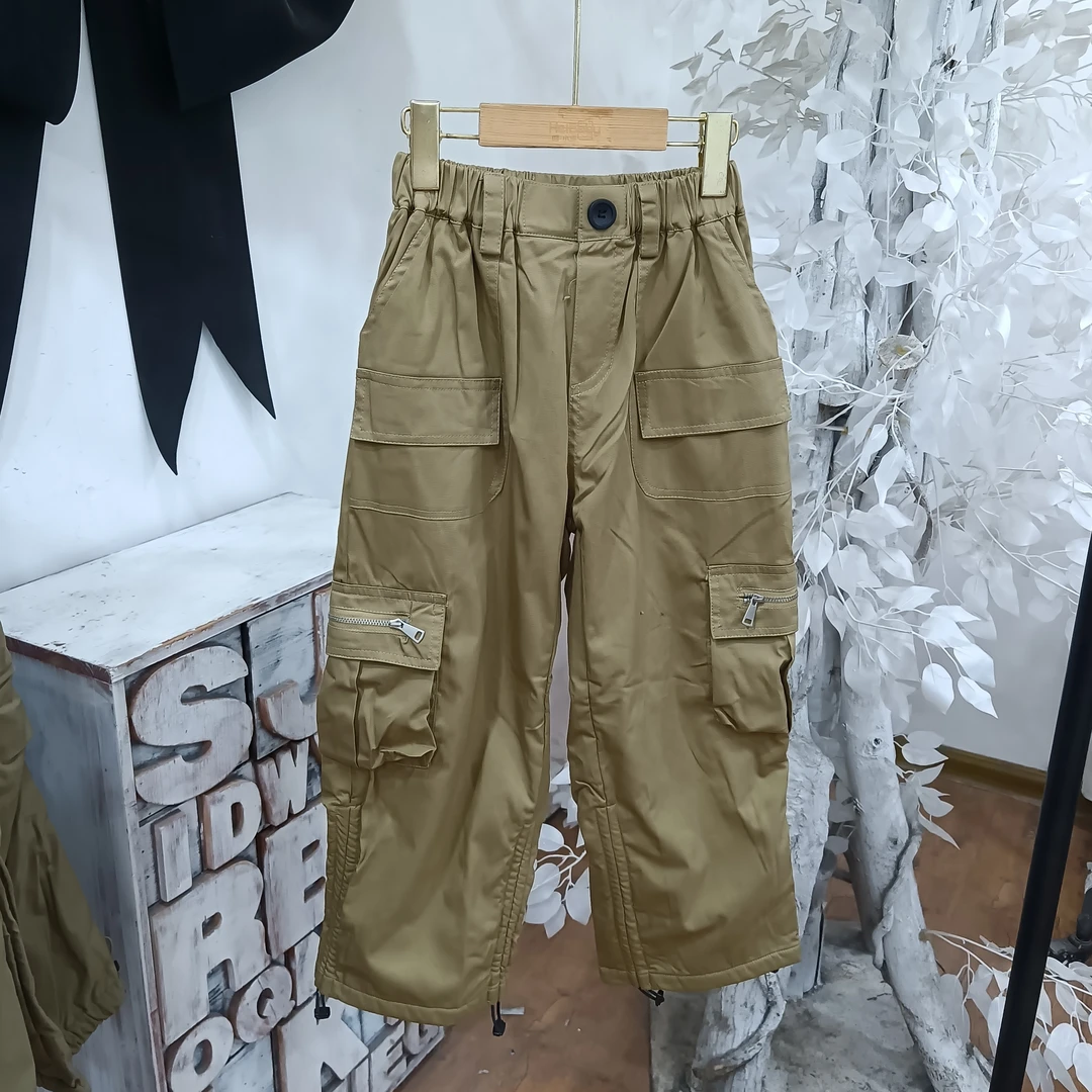 K215卡其色加绒裤/啵里
