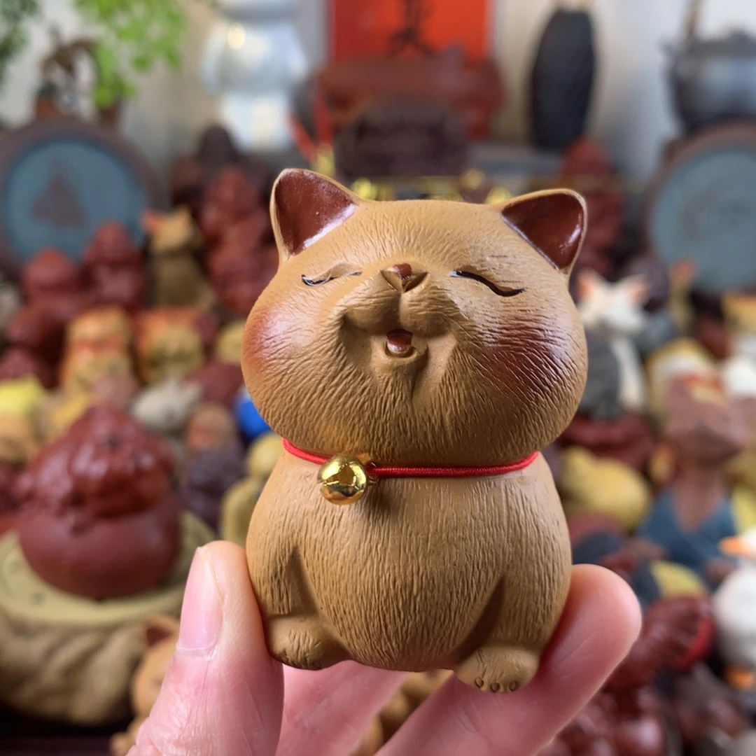 紫砂茶宠蹲蹲招财猫