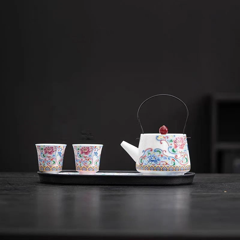 牵牛花壶两杯+茶盘-ZHZ053（众）