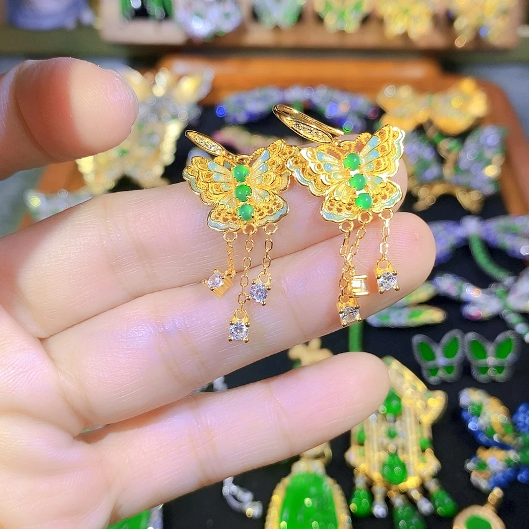 吊坠(不含链)银S925镶嵌翡翠