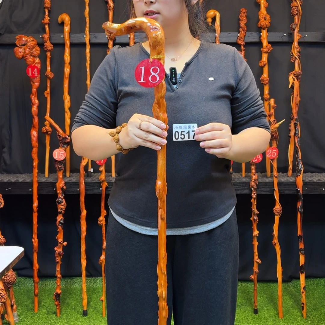 等***人黑果木拐杖手把件517