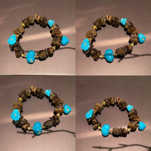 18k金湖北绿松石“境花辞”手链（爱心约卡15*11mm）多样性发货发其一
