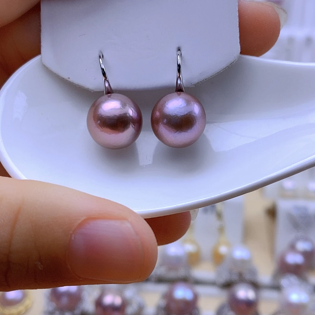 银S925镶嵌淡水珍珠耳饰