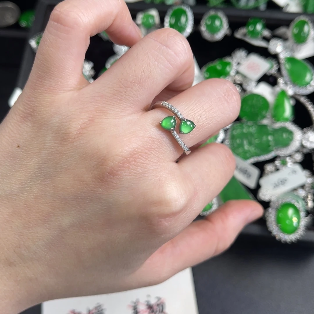 翡翠银S925镶嵌戒指翡翠戒指