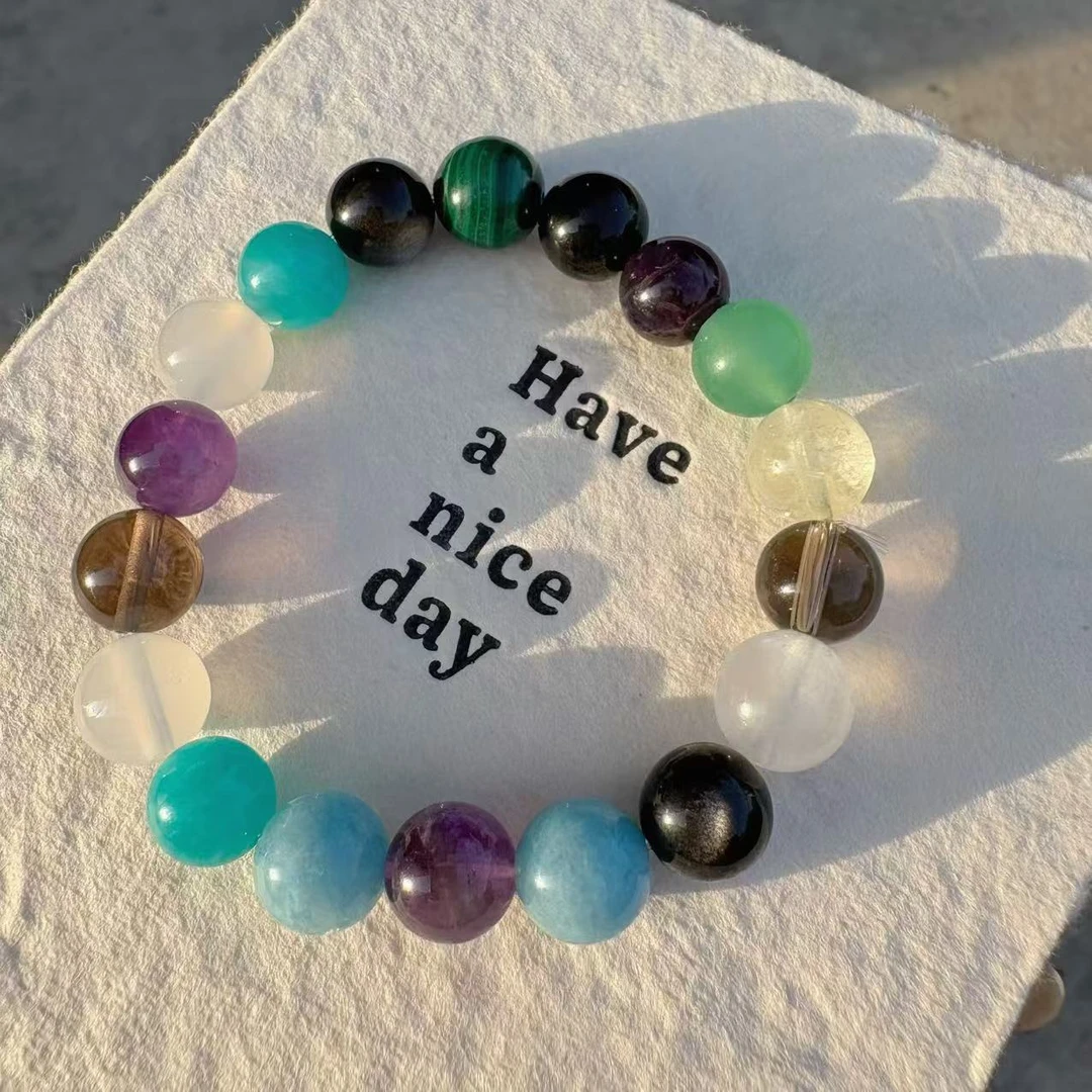 【亦菲同款】天然紫水晶海蓝宝多宝手串 K05