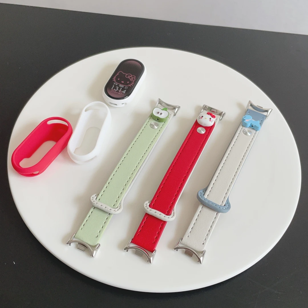 可爱KT猫修狗双钉表带适用于小米手环10/手环9/手环8腕带立体苹果
