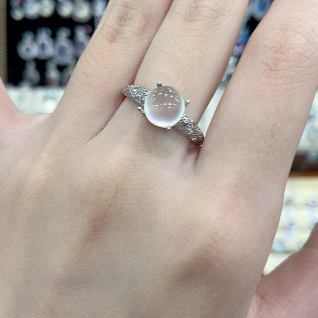 蛇纹石玉银S925镶嵌戒指