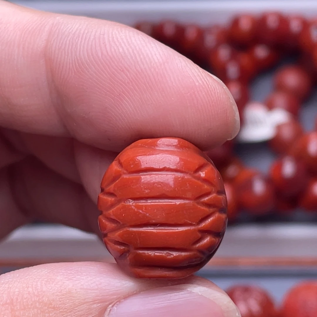 用***2南红玛瑙南红玉石手串配饰未镶嵌L18.4mm瓦西柿子红富甲