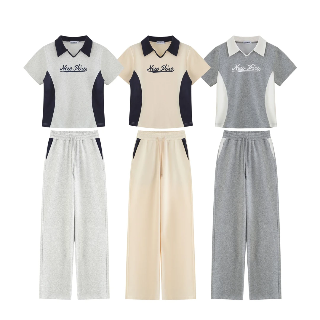 2025夏季新款时尚撞色条纹印花字母薄款短袖女上衣百搭显瘦X2578