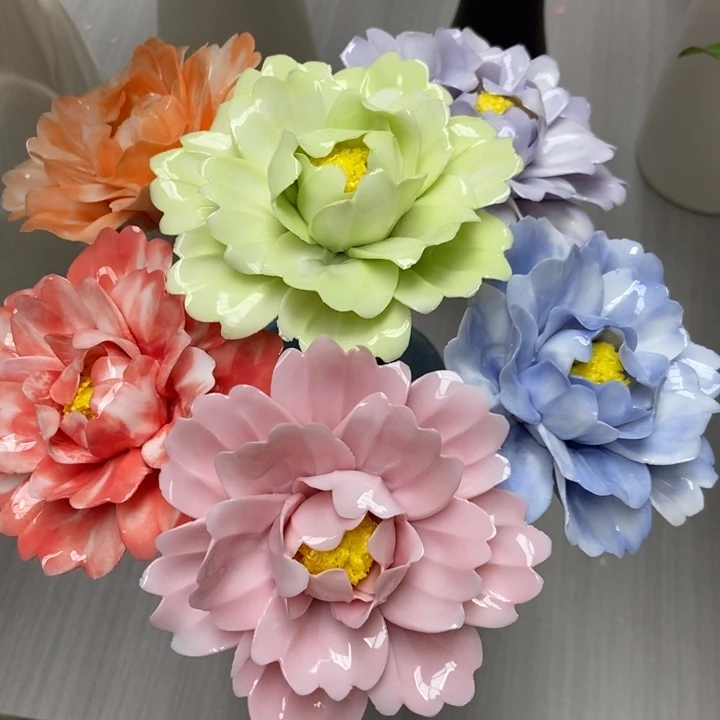 陶瓷手工制作陶瓷花4朵