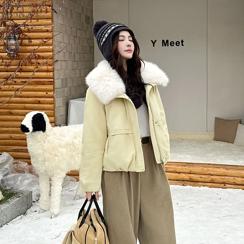 今年流行加厚毛领短款棉服女2025冬季新款棉衣宽松显瘦保暖短外套