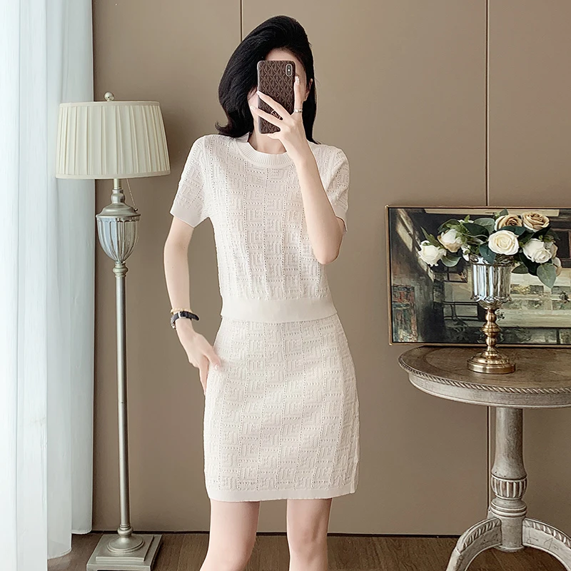 夏装女装套装2025新款名媛白色高级感一整套穿搭半身裙两件套夏天