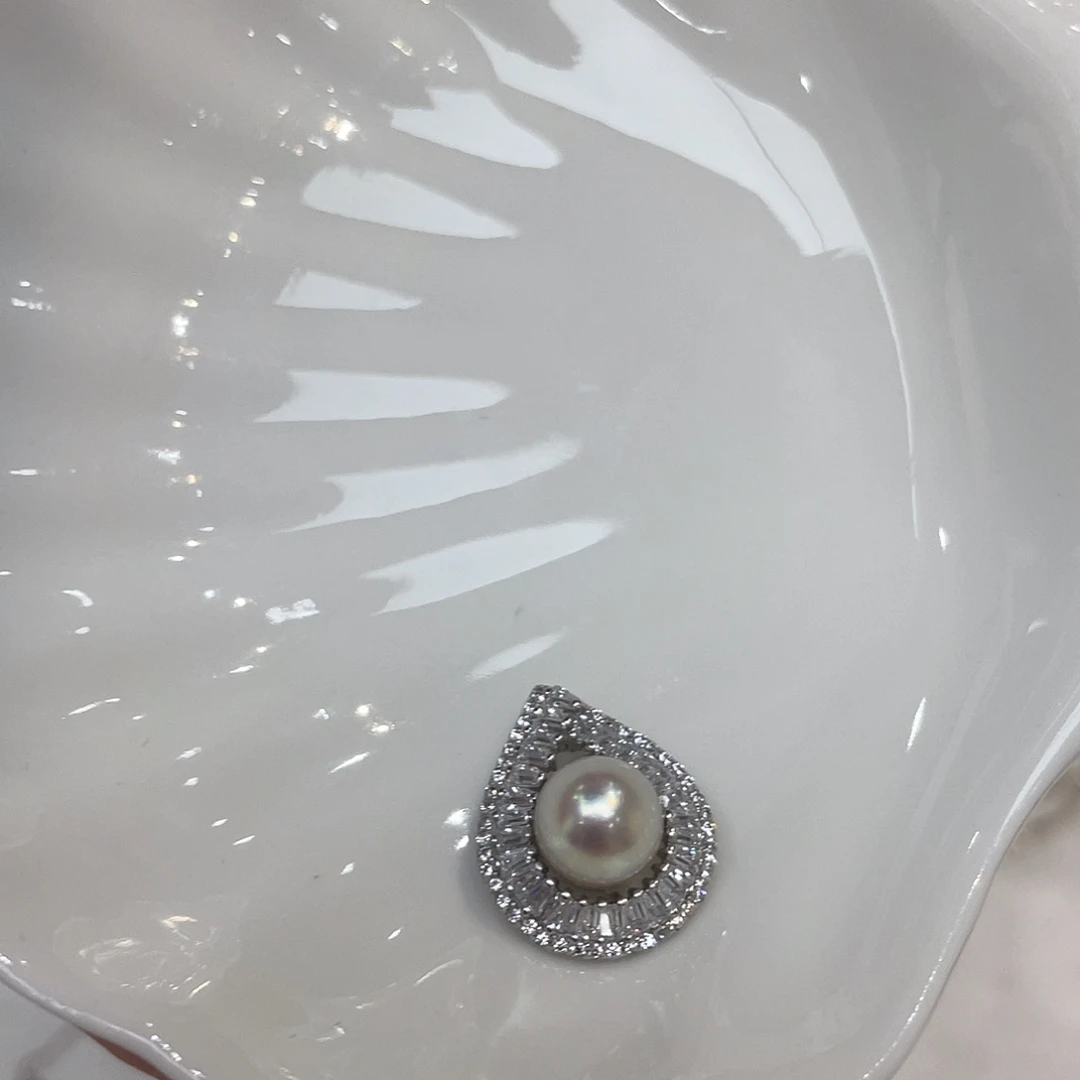 吊坠(不含链)银S925镶嵌海水珍珠