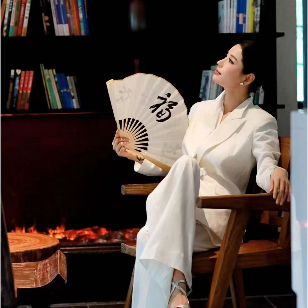 【和昌丨1896】白色天丝亚麻女士修身西服套装通勤老钱休闲静奢