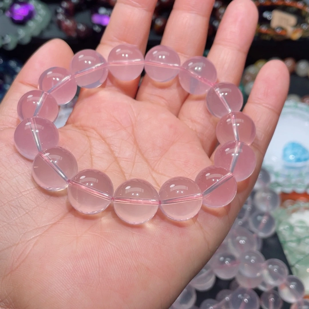 水晶手链未镶嵌路*非粉晶手链，晶体通透
