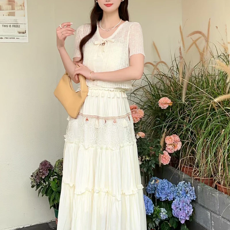 2025超火春装搭配一整套波西米亚民族风吊带开衫半身裙三件套装裙