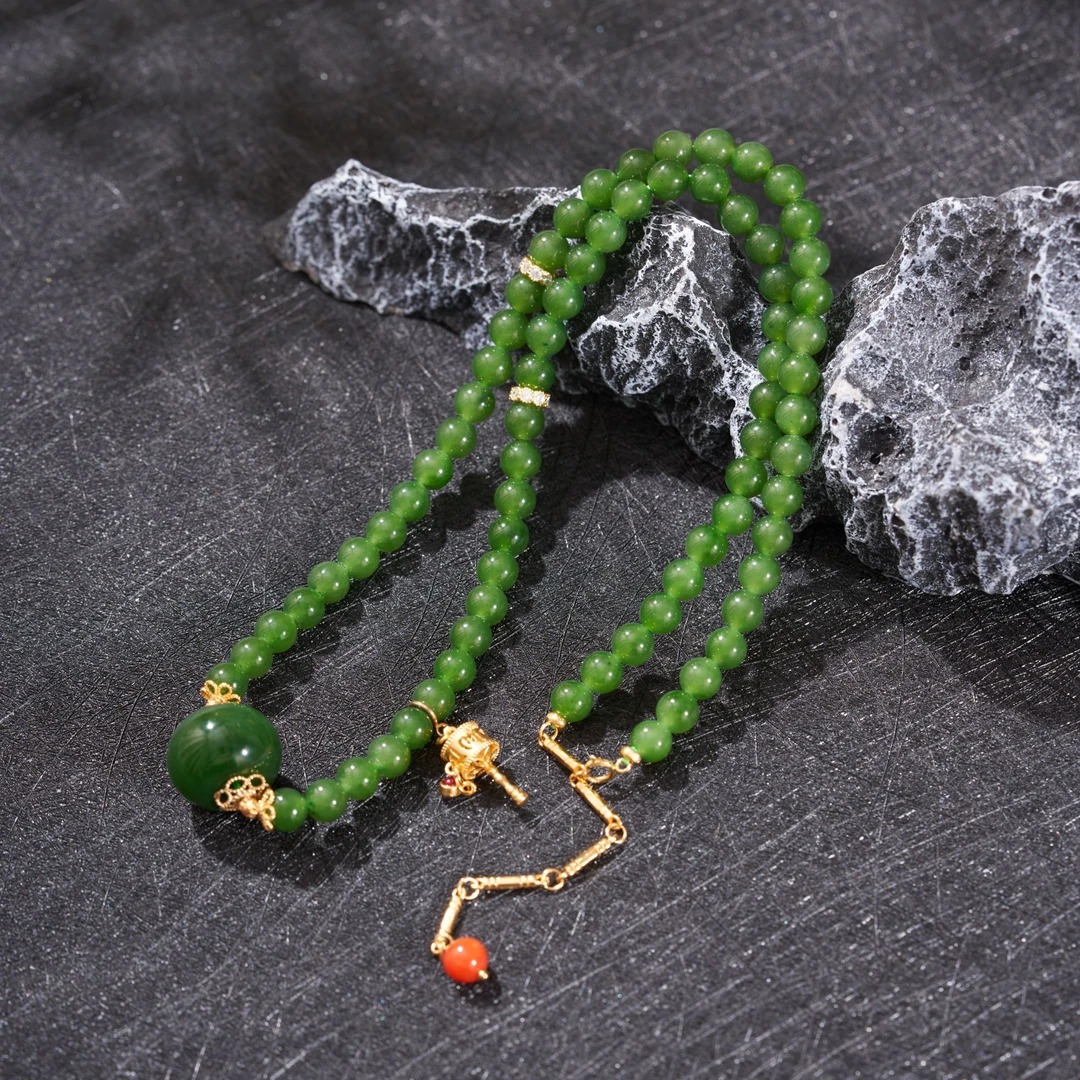 【厚爱公主专享】S925配银和田玉碧玉项链LHLYF0010162