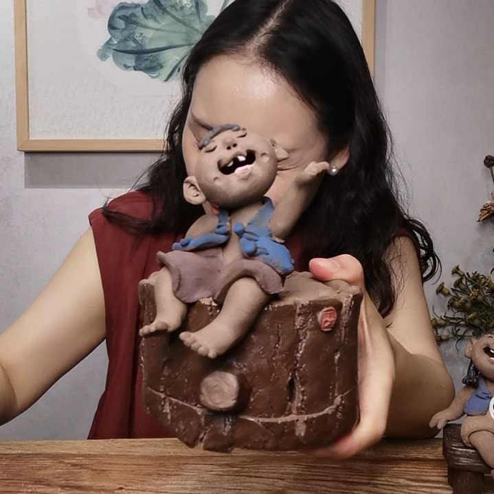 粗砂不规则童趣系列作品盘香炉