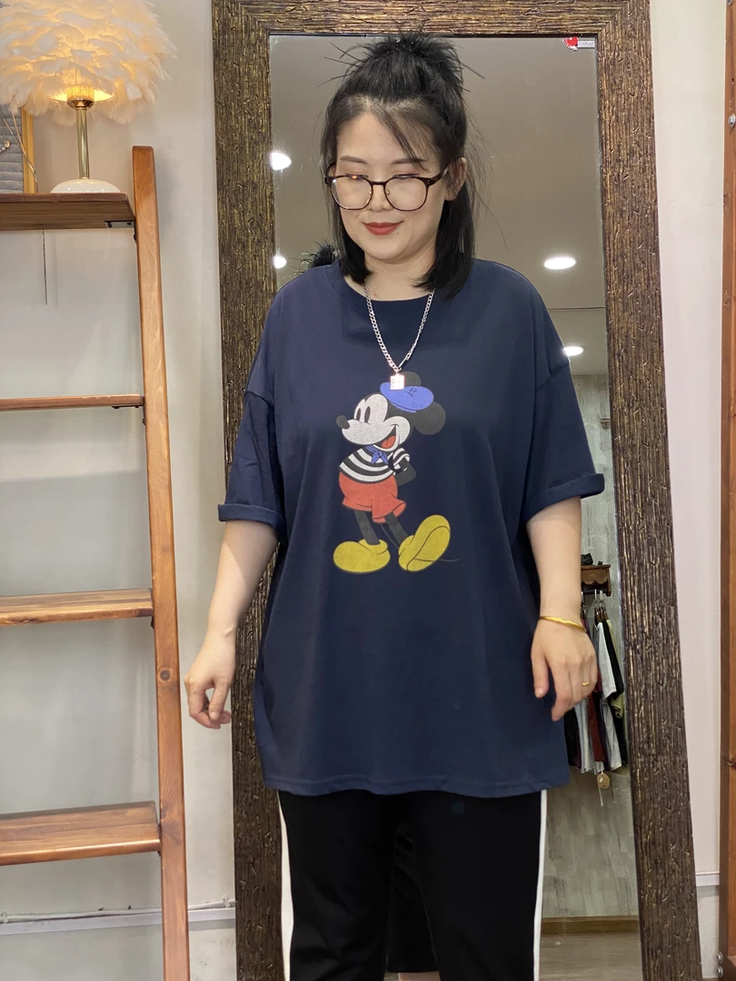 T恤-10715大码女装夏季雪花棉胖MM宽松透气文艺卡通大版休闲百搭