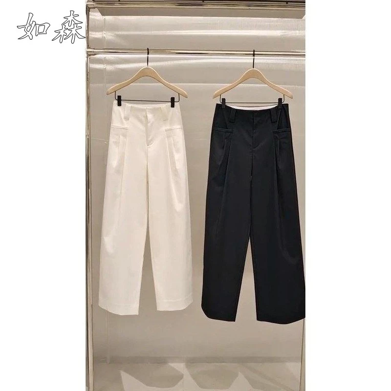 2025年夏季新款高级感小香风炸街减龄时尚轻熟黑色西装职业阔腿裤