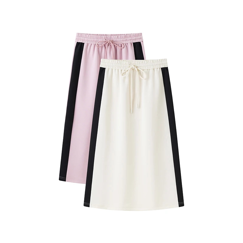 超级文 桃也春色休闲运动撞色半身裙