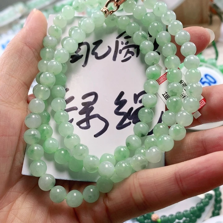 灰***界翡翠未镶嵌手链珠链7+