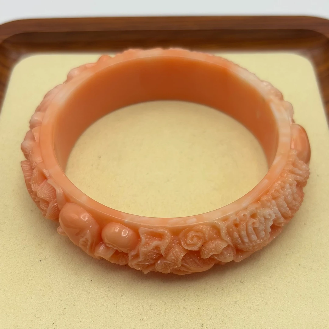 非金属珐琅手镯 凤凰粉雕刻手镯 F63