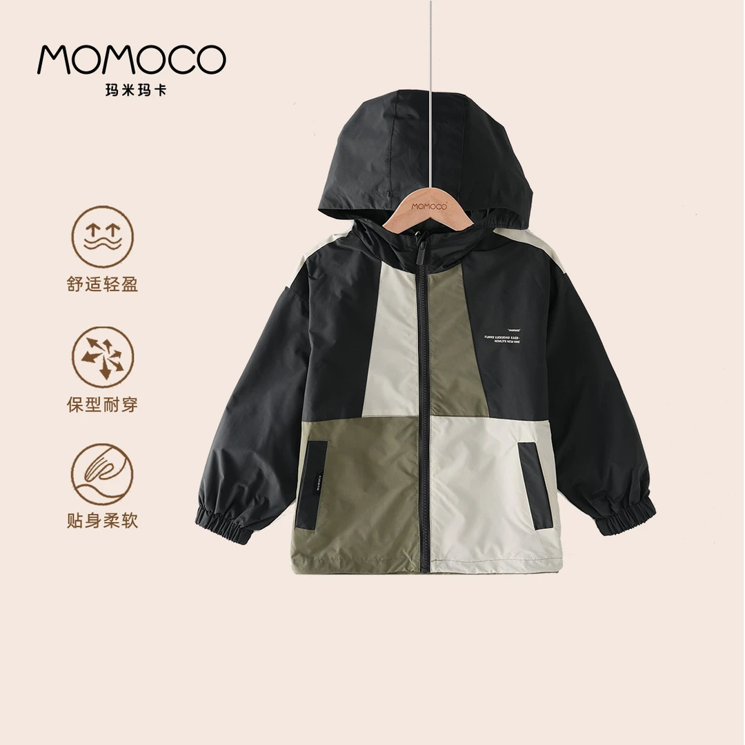 MOMOCO/玛米玛卡秋季新款男童拉链外套非正式学院风75330114001