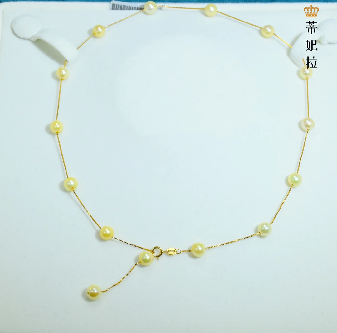 【特价福利】DM3110银925海水羽皇金珠轻奢时尚满天星珍珠项链6-7mm