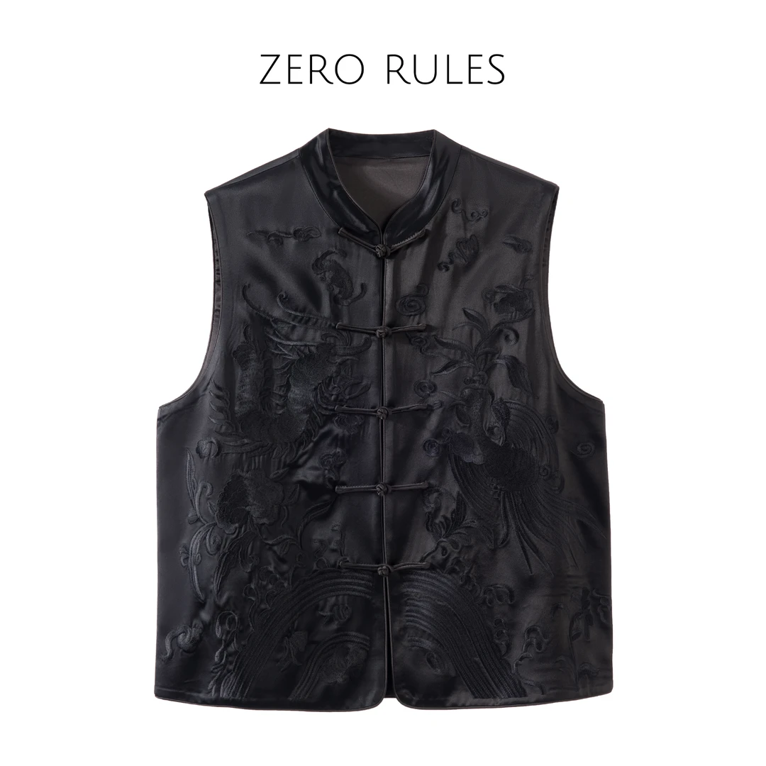 ZJ 25061179【龙凤呈祥马甲】高定缎面醋酸 重磅立体刺绣新中式马甲